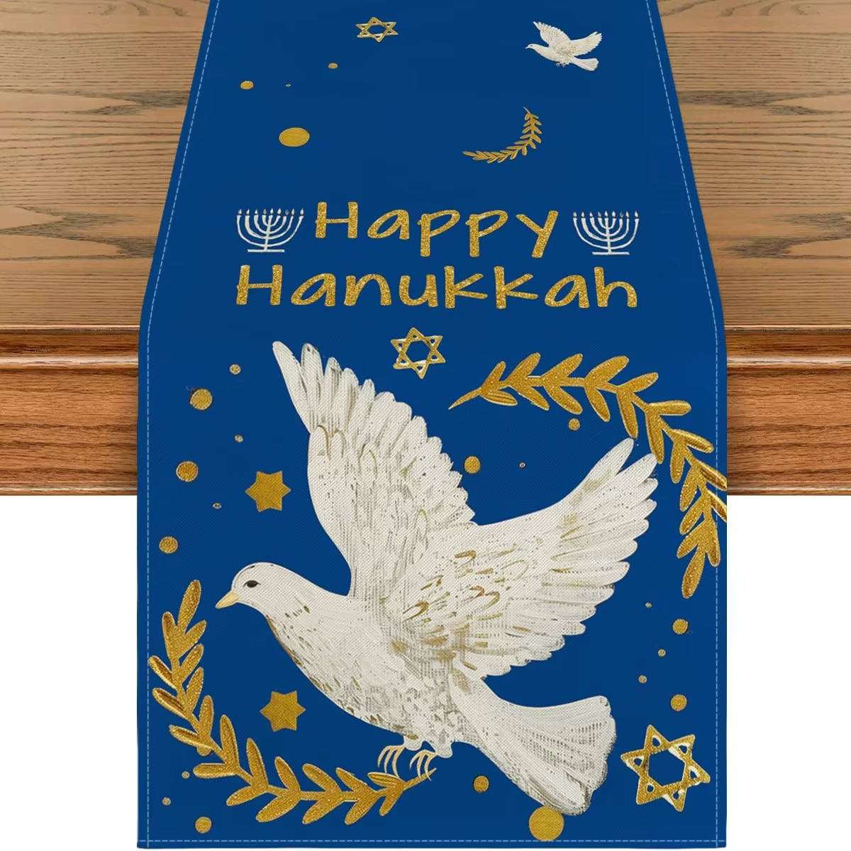 Chemin de Table Happy Hanukkah en hexagramme de colombe, décoration de Table à manger de cuisine Cha