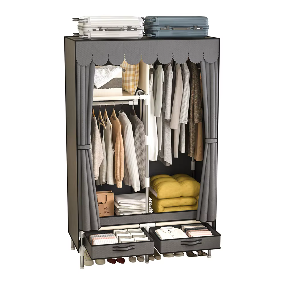 Garde-robe grill simple et durable, armoire de chambre à coucher, assemblage domestique, grande armo