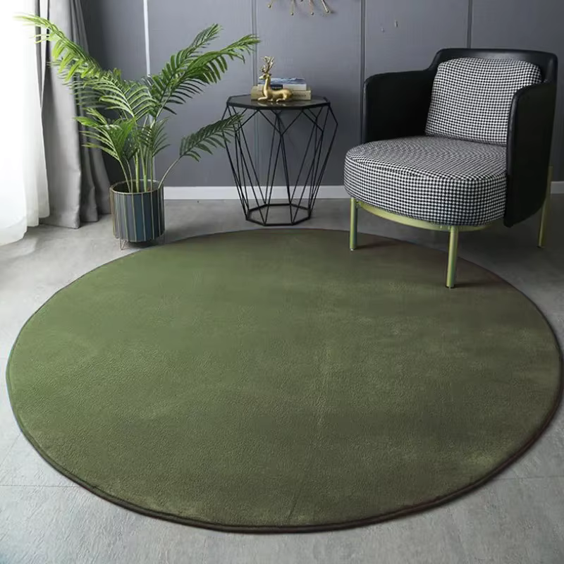 Tapis rond bleu uni de style nordique pour la décoration de la maison, tapis moderne pour le salon,