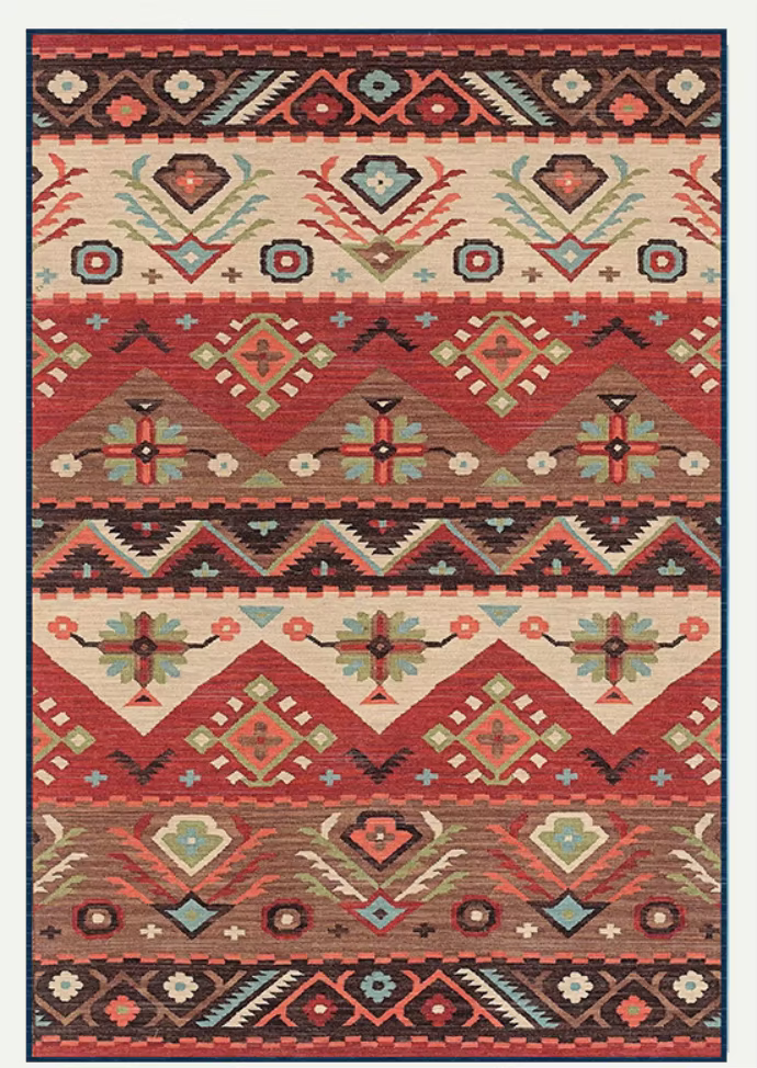 Tapis Design Vintage turc rouge pour salon, chambre à coucher, tapis de sol Boho lavable, décor sur 