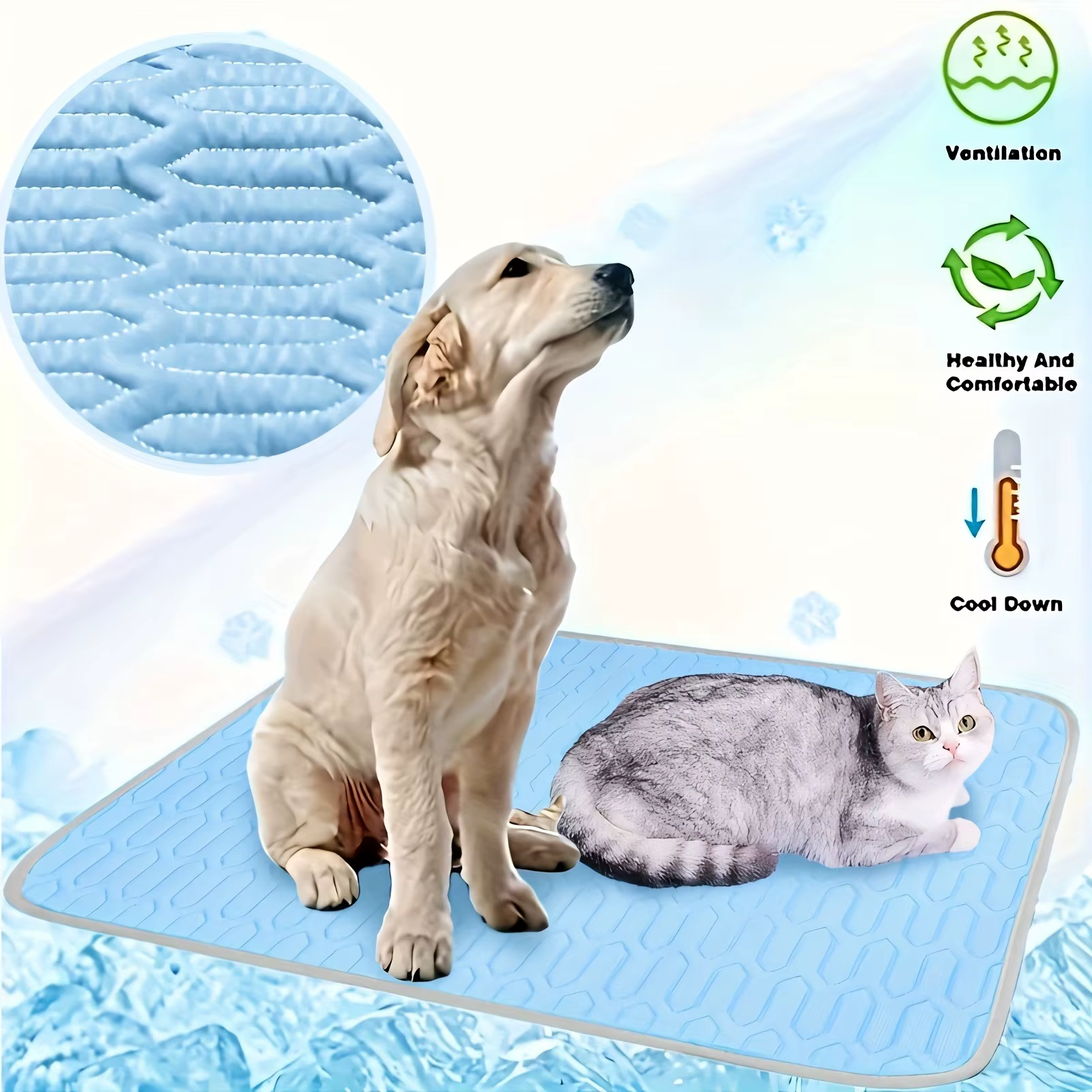Tapis rafraîchissant pour chien amélioré – Polyester respirant pour l'été, garde les animaux frais e