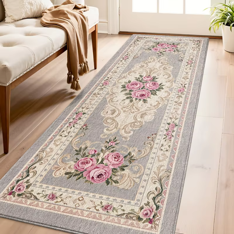 Tapis de couloir long rétro européen VIKAMA, antidérapant, facile à nettoyer, pour entrée, couloir, 