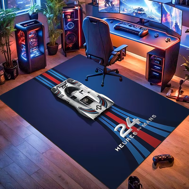Tapis à thème de course, Design de moto et de voiture de sport, décoration de la maison pour salle d