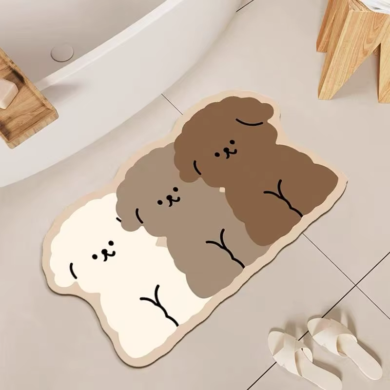 Tapis de salle de bain pour chiot tricolore, boue de diatomée, tapis de sol absorbant à séchage rapi