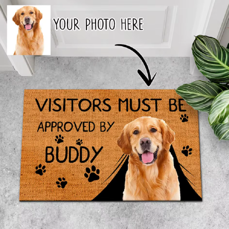 Tapis de bienvenue personnalisé pour chiens, tapis amusant pour animaux de compagnie, cadeaux de dém