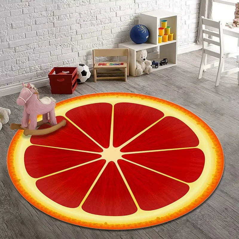 Tapis de fruits tropicaux imprimé juteux, tapis rond doux et écologique, décor de sol antidérapant p