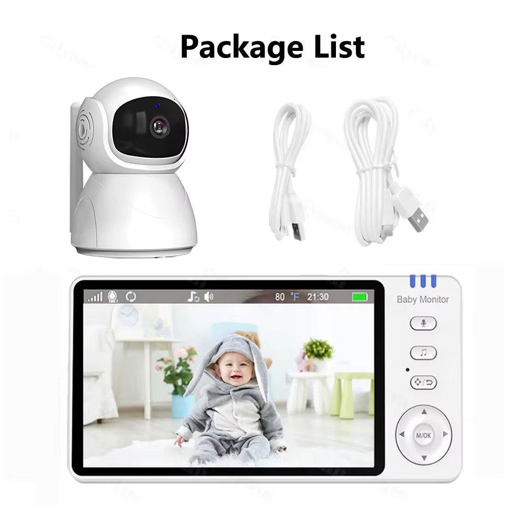 5 "720P HD IPS écran vidéo bébé moniteur panoramique inclinaison 4X Zoom caméra Babysitter 2 voies A