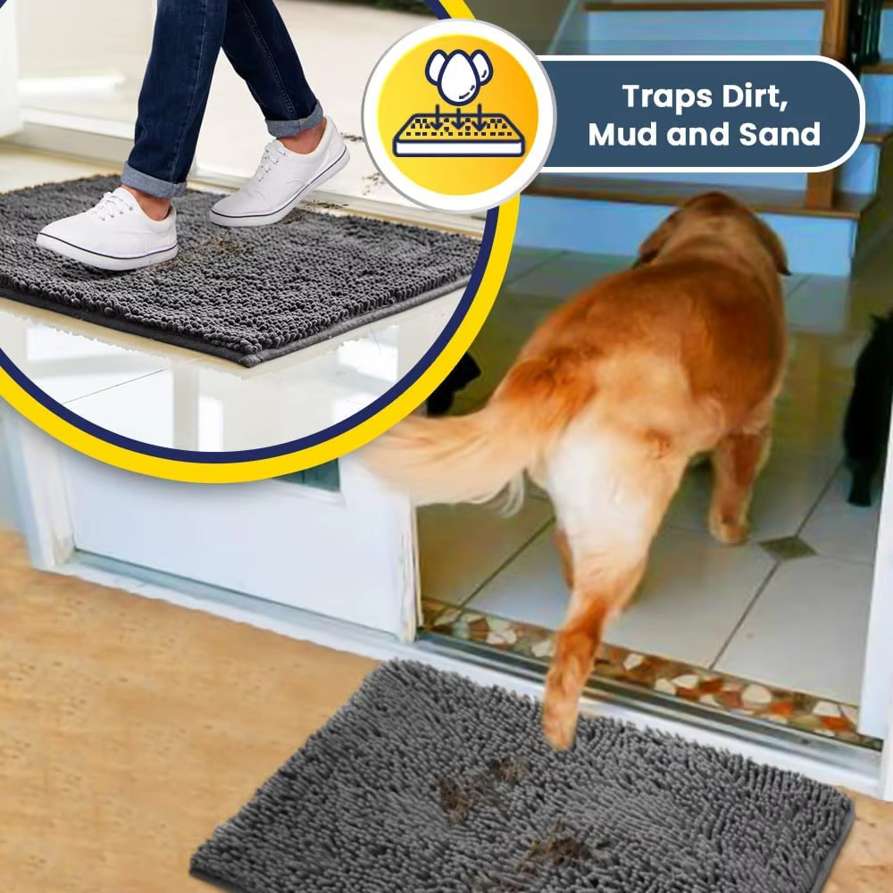 Tapis de salle de bain doux antidérapant en microfibre Super peluche, tapis de salle de bain en chen