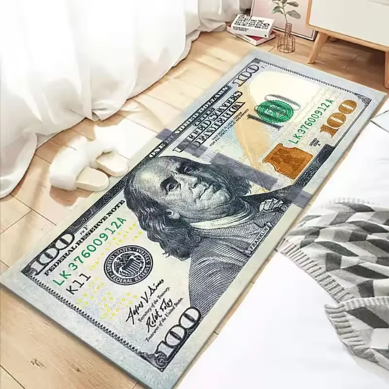 Tapis Euro Dollar pour chambre à coucher, salon, couloir, longue bande, tapis 3D, tapis antidérapant