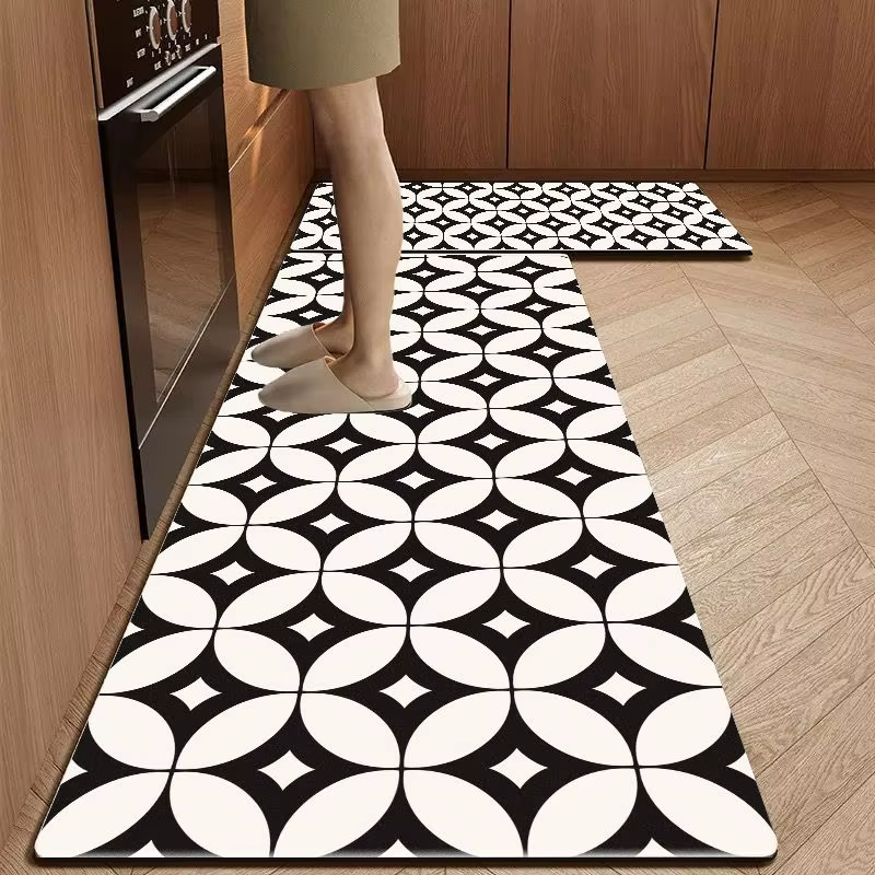 VIKAMA Tapis de cuisine esthétique style antique méditerranéen, ensemble de tapis fins et durables,