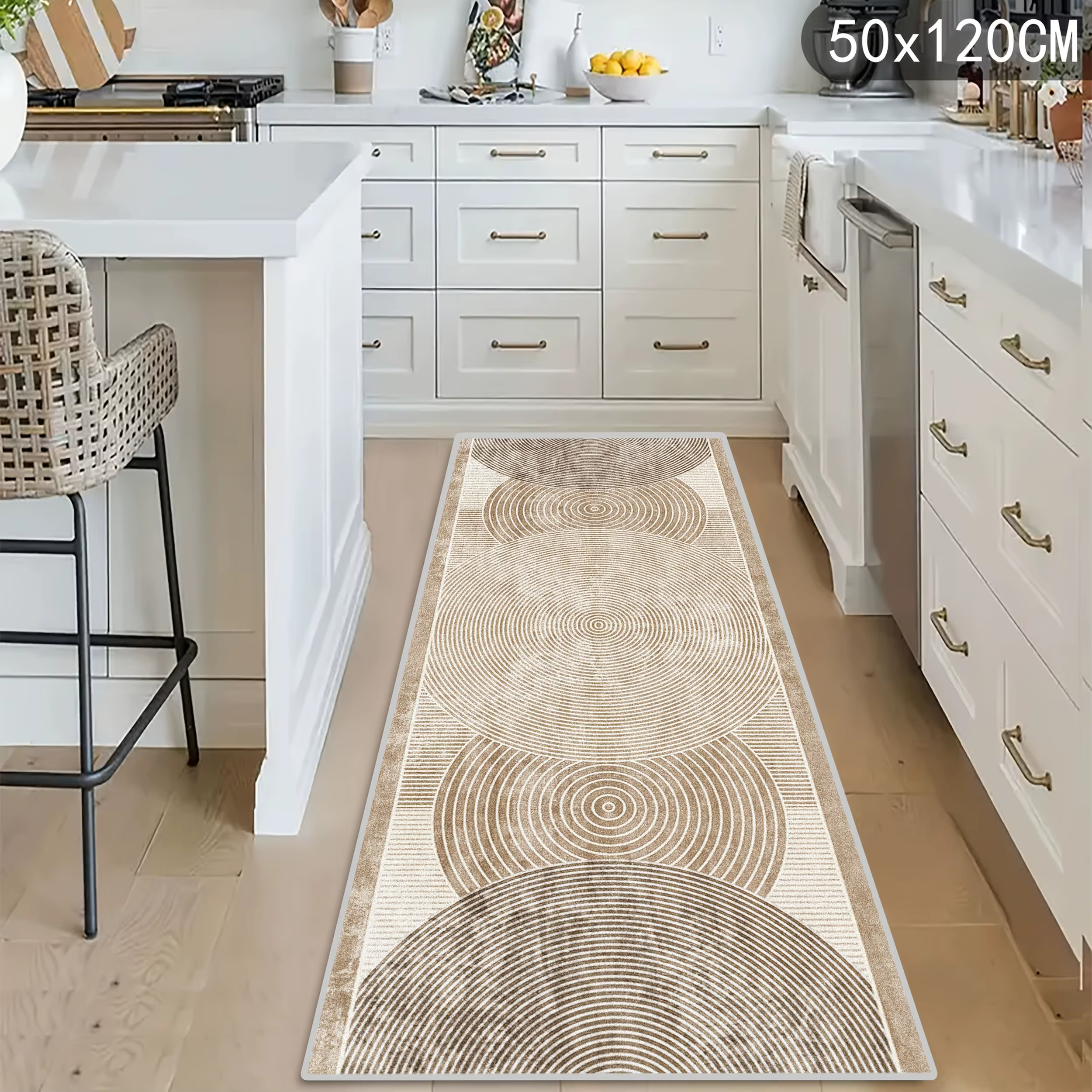VIKAMA Tapis texturé géométrique résistant aux taches et antidérapant pour couloir et chambre à couc
