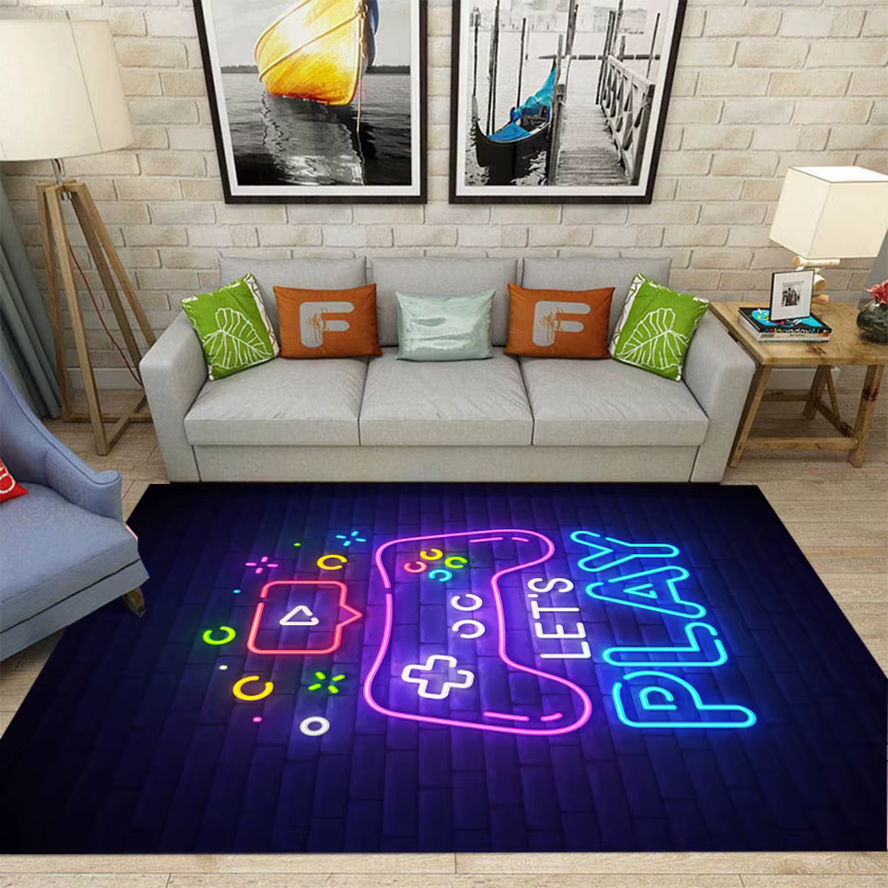 Tapis de jeu pour chambre de garçon Tapis de joueur avec contrôleur de jeu Tapis pour salle de jeux
