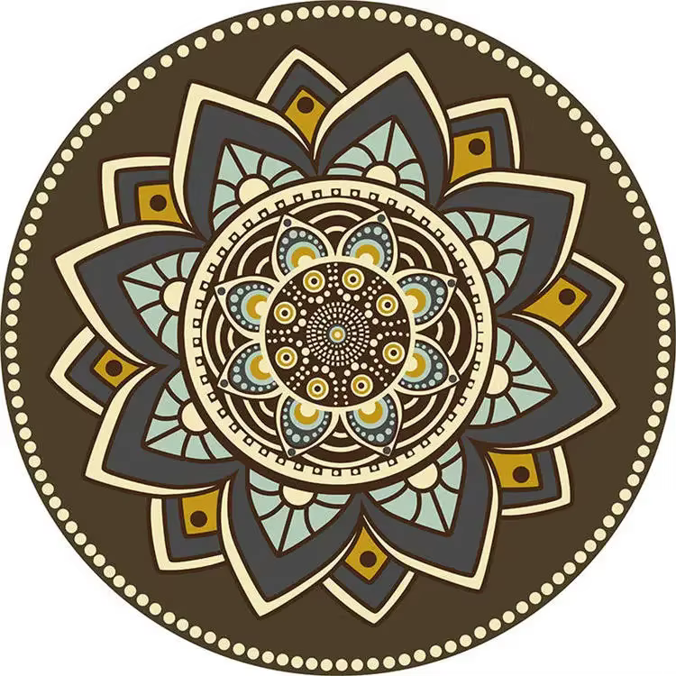 Polymères de sol Ethnic Persian Mandala Round Lea, Everakroom et Yoga, Salon Non ALD, Nouveau