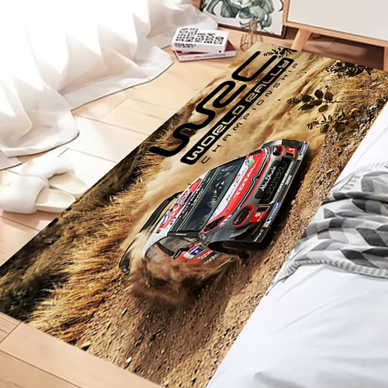 Tapis à motif de voiture de course du championnat du monde du rallye, décoration de maison moderne p