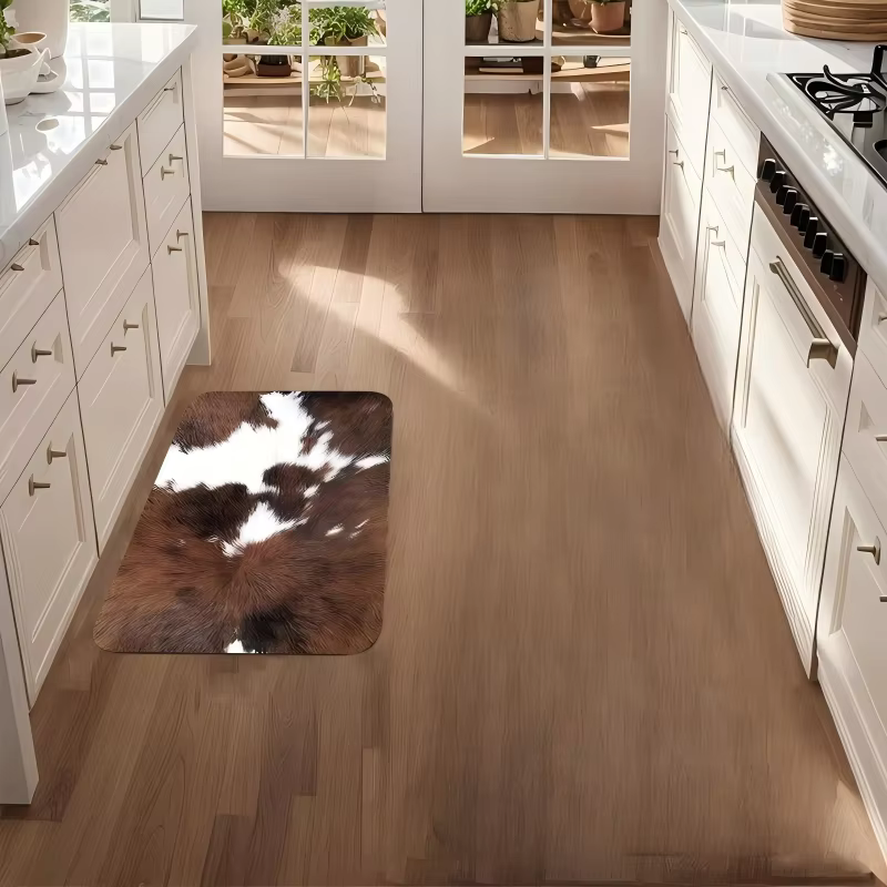 Tapis de cuisine en cuir de vachette pour chambre, salon, salle à manger, salle de bain, buanderie e