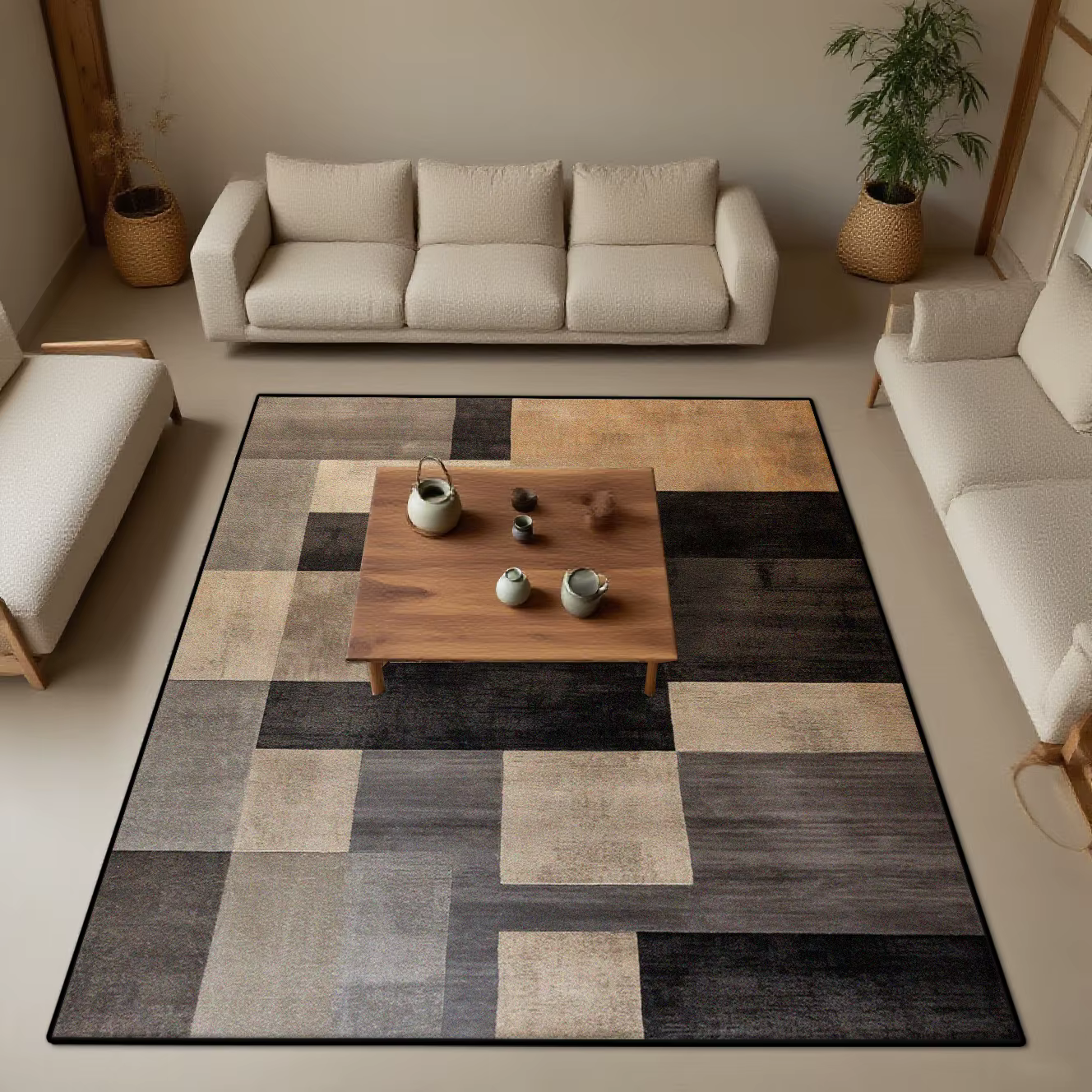 Tapis de salon rectangulaire moderne, décoration géométrique, décor de chambre à coucher d'étude, ta
