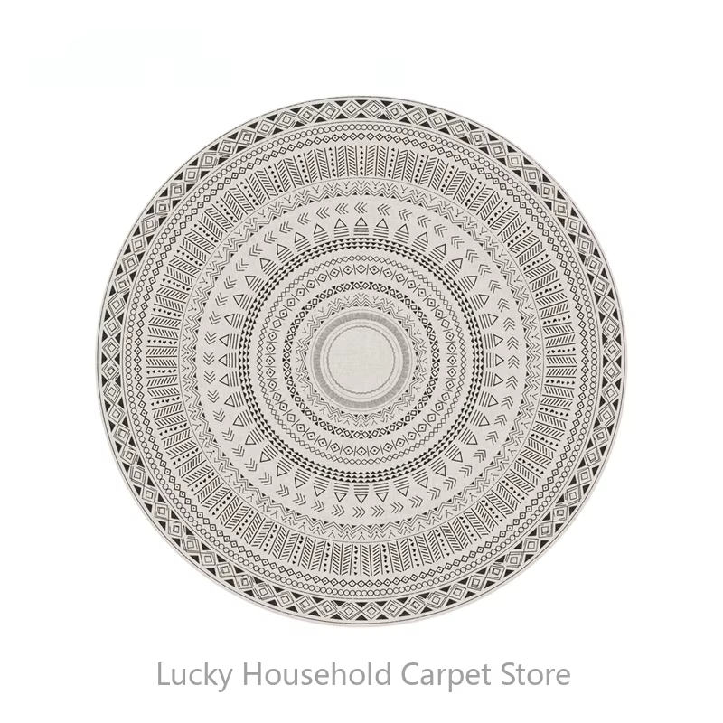 Tapis rond marocain pour chaise longue, doux, antidérapant, couleur claire, décoration de salon, tap
