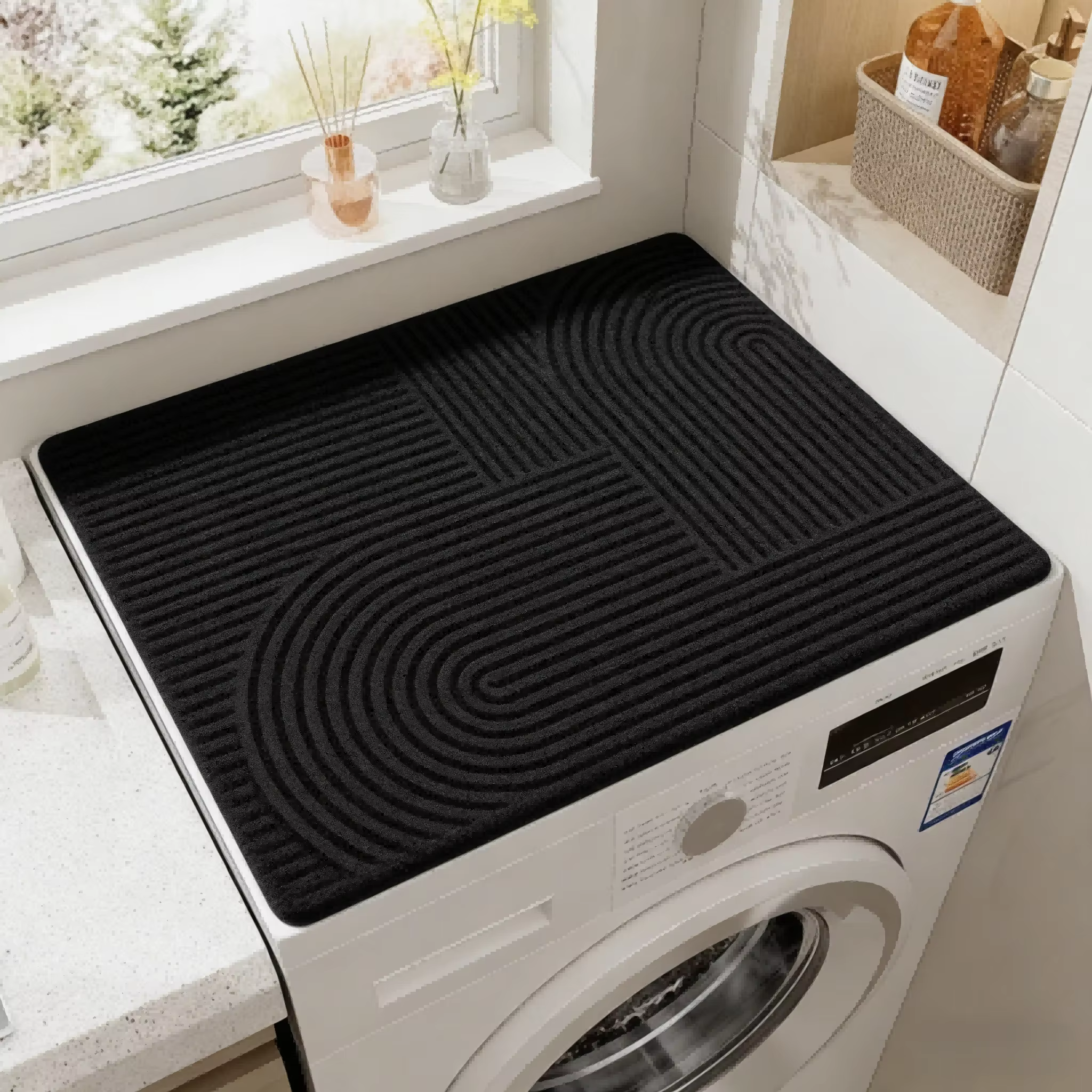 Tapis de machine à laver noir Simple, tapis antidérapant en terre de diatomée, tapis absorbant pour 