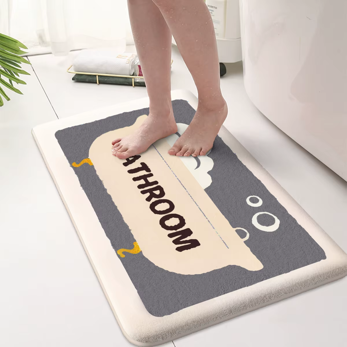 Tapis antidérapant en flanelle épaisse, dessin animé, pour salle de bain, toilettes, lavable, tapis 