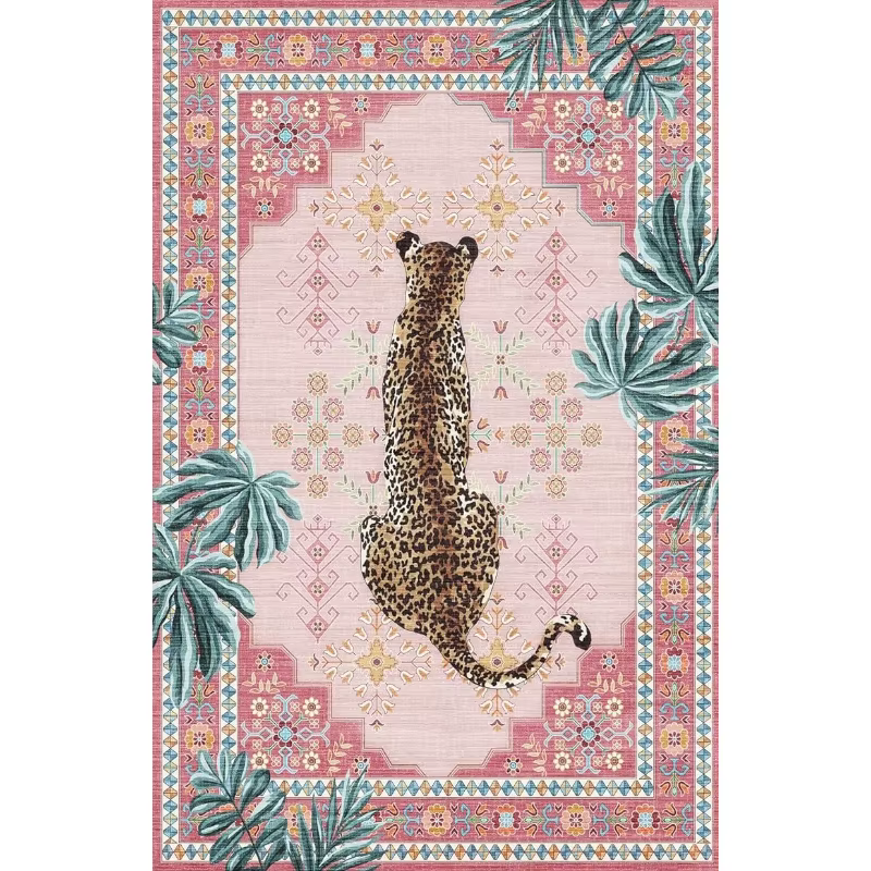 Tapis à motif guépard personnalisé, motif de fleurs d'animaux, pour chambre à coucher, salon, décora