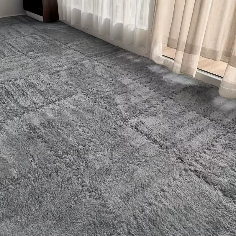 Tapis de sol carré antidérapant en peluche minimaliste moderne, sans BPA, lavable, adapté à la décor