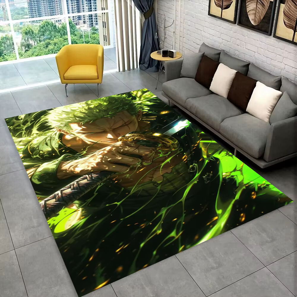 Tapis de dessin animé Zoro One P-Piece pour salle de jeux, chambre à coucher, salon, canapé, décorat