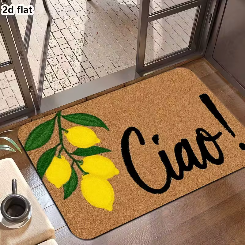 Ciao! Paillasson imprimé citron, style estival, antidérapant, pour cuisine italienne et porte d'entr