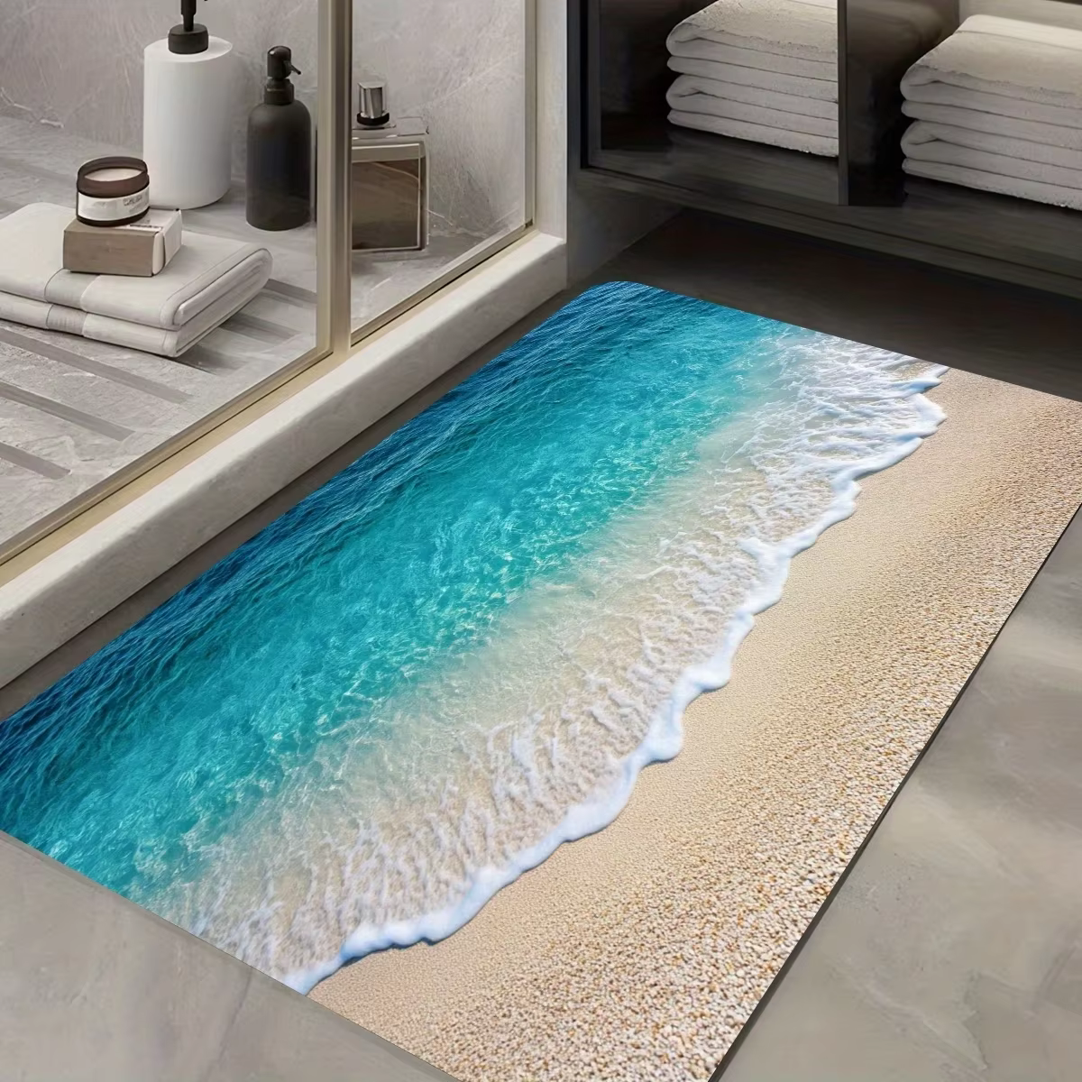 Tapis de plage Ondes de l'océan, Décoration nautique, Tapis d'été pour salon, chambre, décoration in