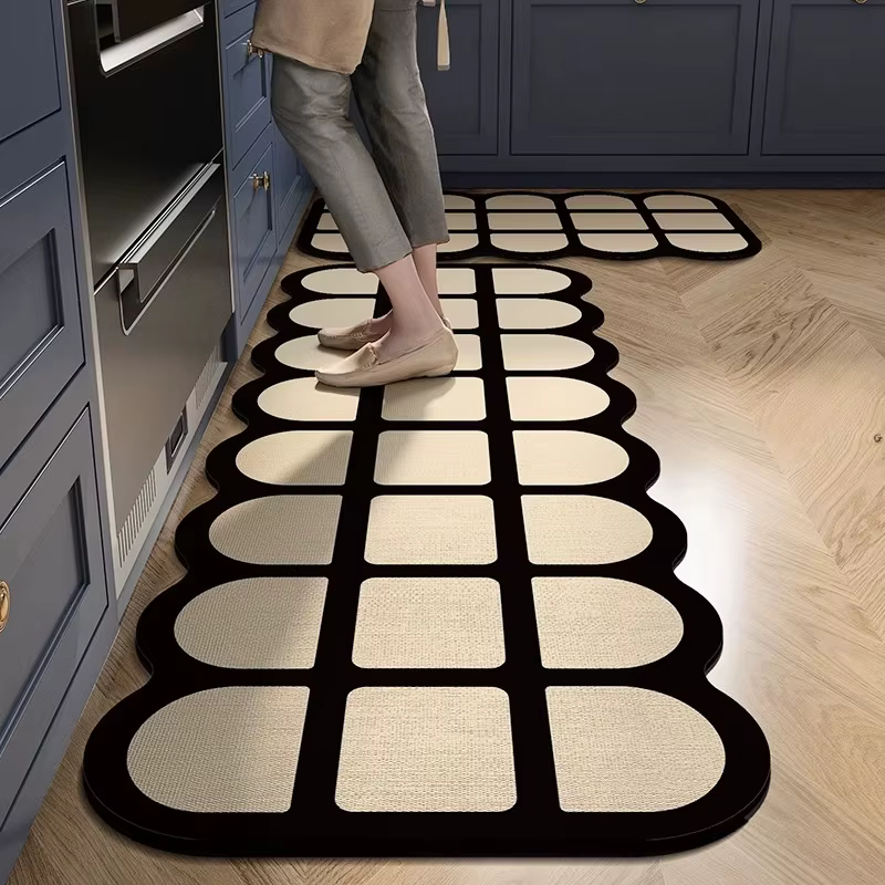 Tapis de sol de cuisine, antidérapant, résistant à l'huile, effaçable, non lavable, terre diatomée, 