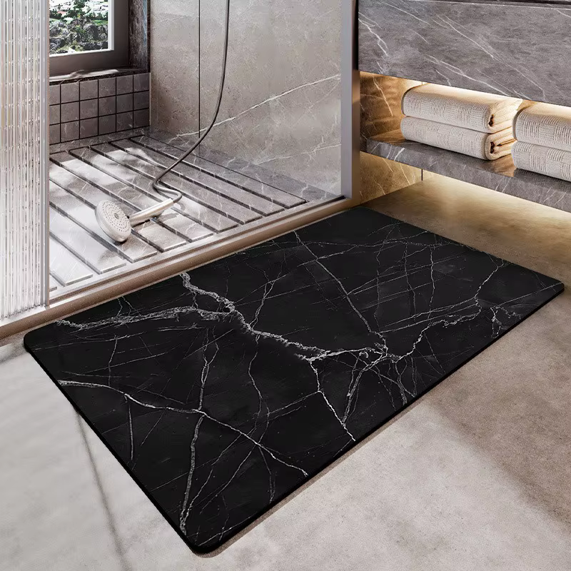 Tapis de bain en diatomite à Texture pierre, absorbant l'eau à séchage rapide, pour salle de bain, u