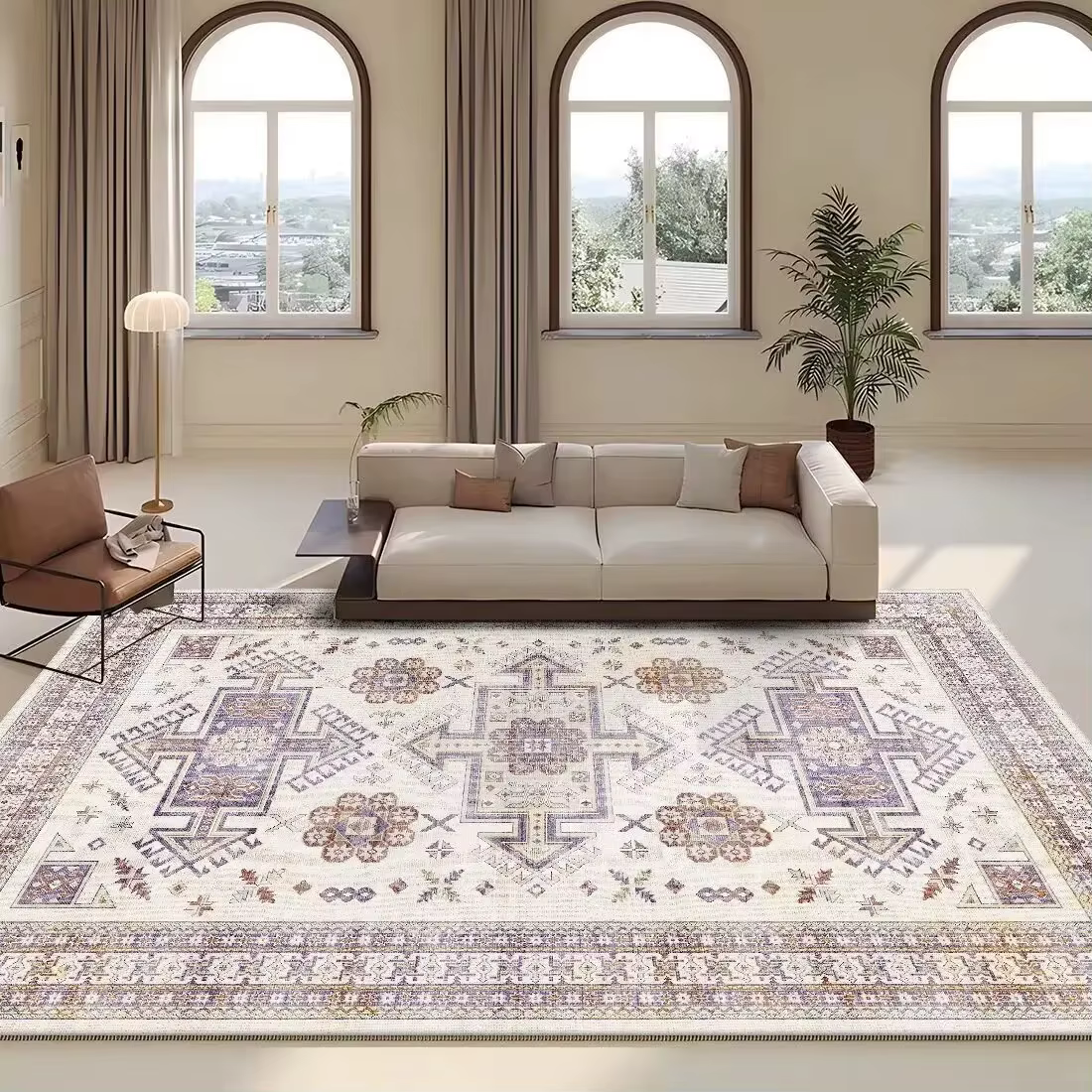Tapis rétro persan pour salon, canapé, antidérapant, lavable, pour chambre à coucher
