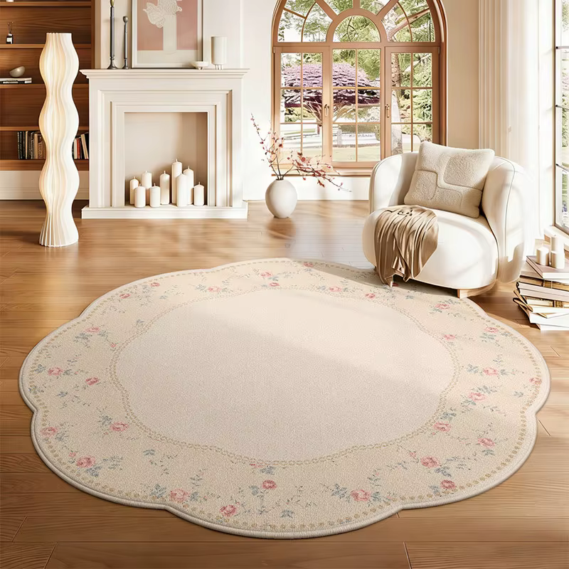Tapis de forme irrégulière pour chambre à coucher, style crème, décoration de salon, tapis moelleux