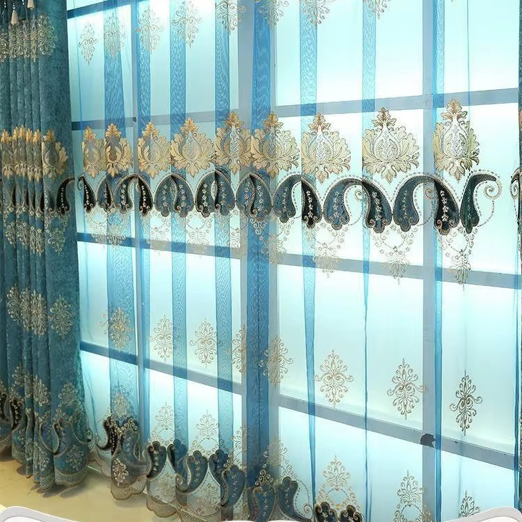 Rideaux en chenille brodés de luxe pour villa, salon, salle à manger, chambre, cuisine, décoration d