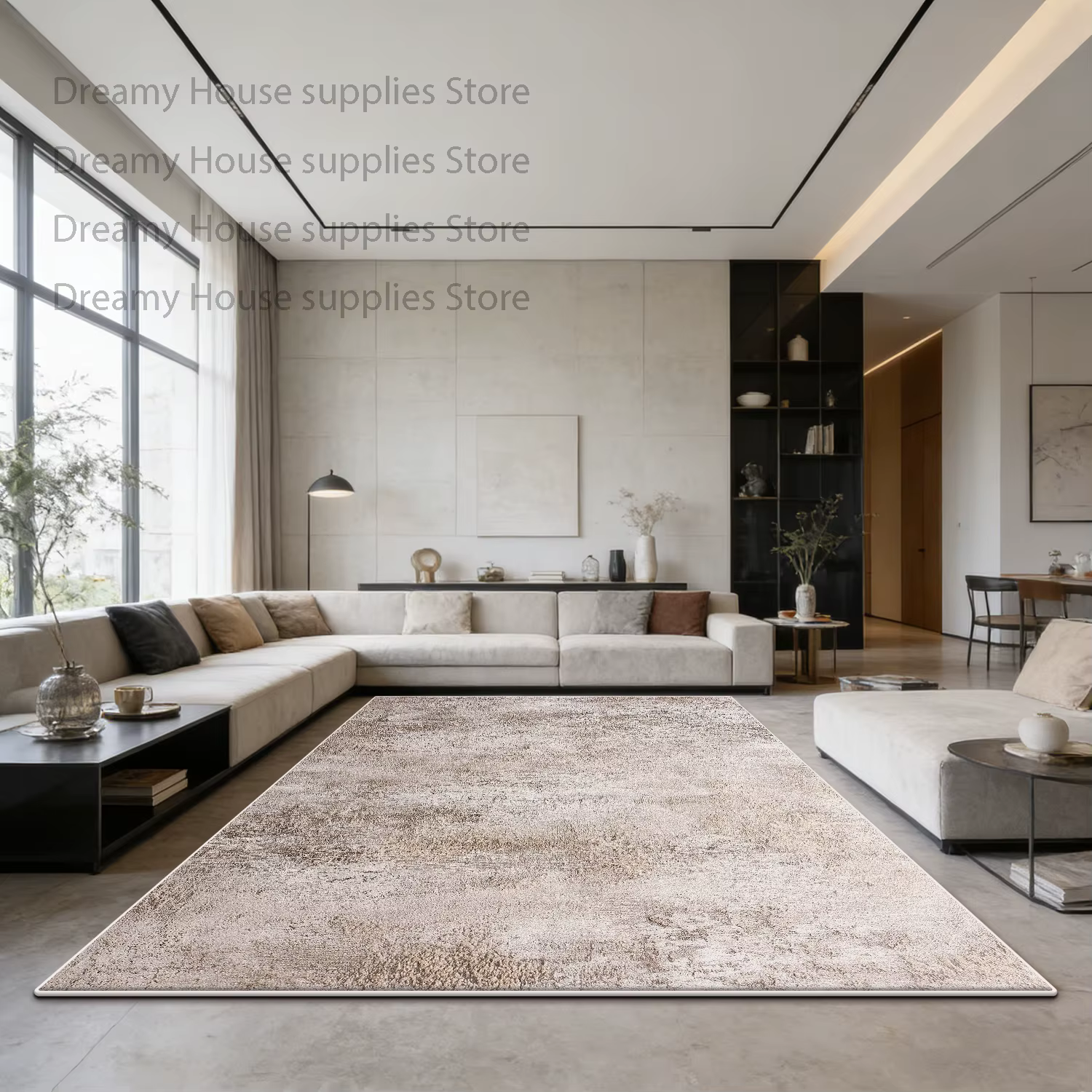 Tapis de salon couleur blanc cassé, décoration moderne pour la maison, grande surface, antidérapant,