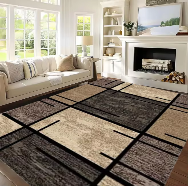 Tapis de sol de salon moderne, lignes simples imprimées, chambres douces, adapté aux salons, terrass