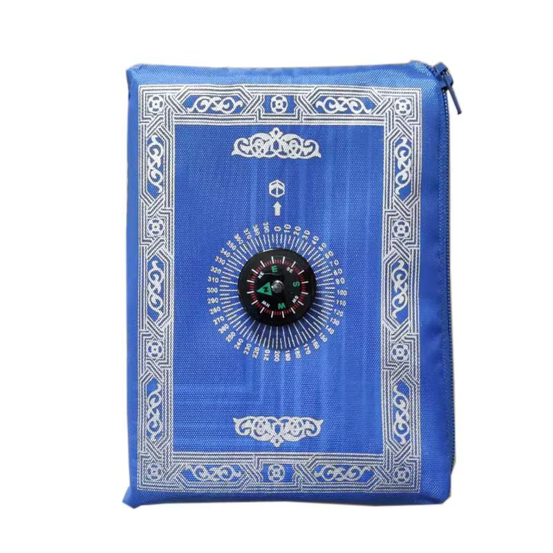 Tapis de prière en polyester portable, tapis tressés, simplement imprimé avec une boussole dans une 
