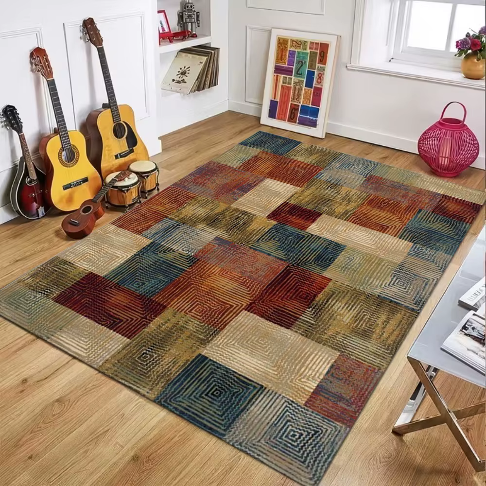 Tapis Vintage à motif Patchwork, doux et antidérapant, pour salon, chambre à coucher, décoration de 