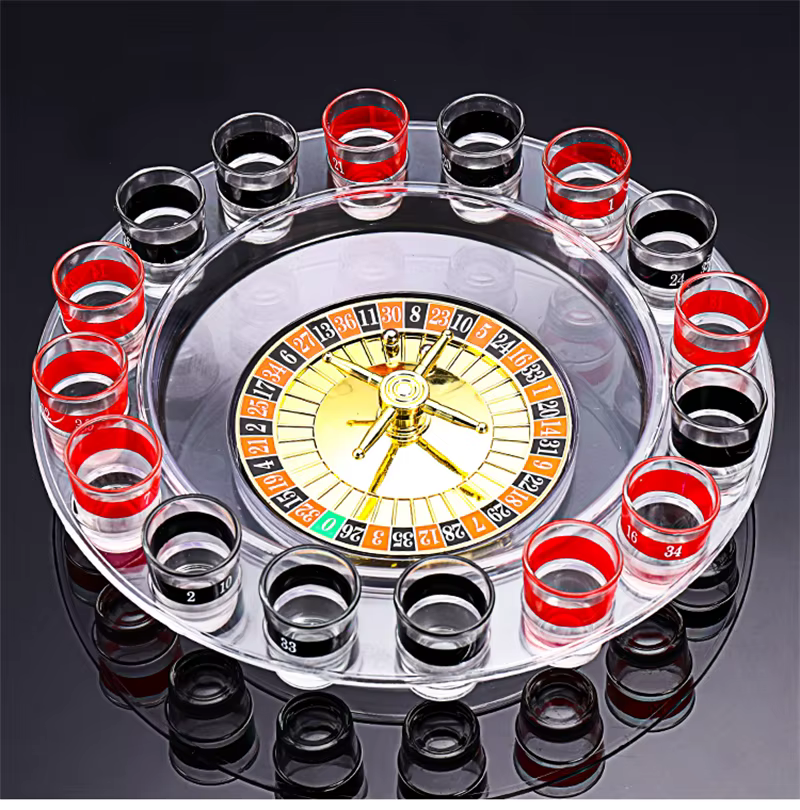 Ensemble de roulette à boire avec 16 gobelets, accessoires de fête, accessoires de bar, noir, blanc, russe, accessoires pour boire