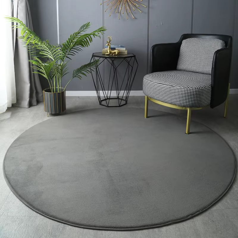 Tapis rond en velours de corail gris