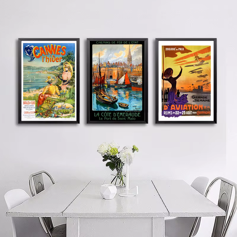 France Cannes Malo Belle Fille Guyon Agay Paris Naval Vintage Poster de Voyage