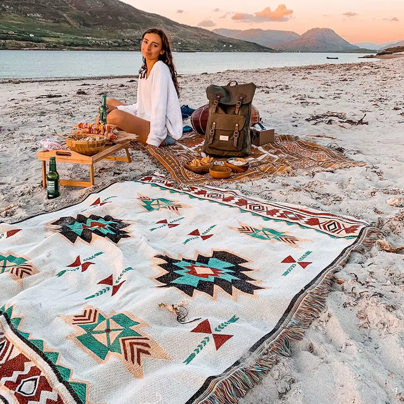 Couvertures tribales tapis d'extérieur indiens Camping pique-nique couverture Boho