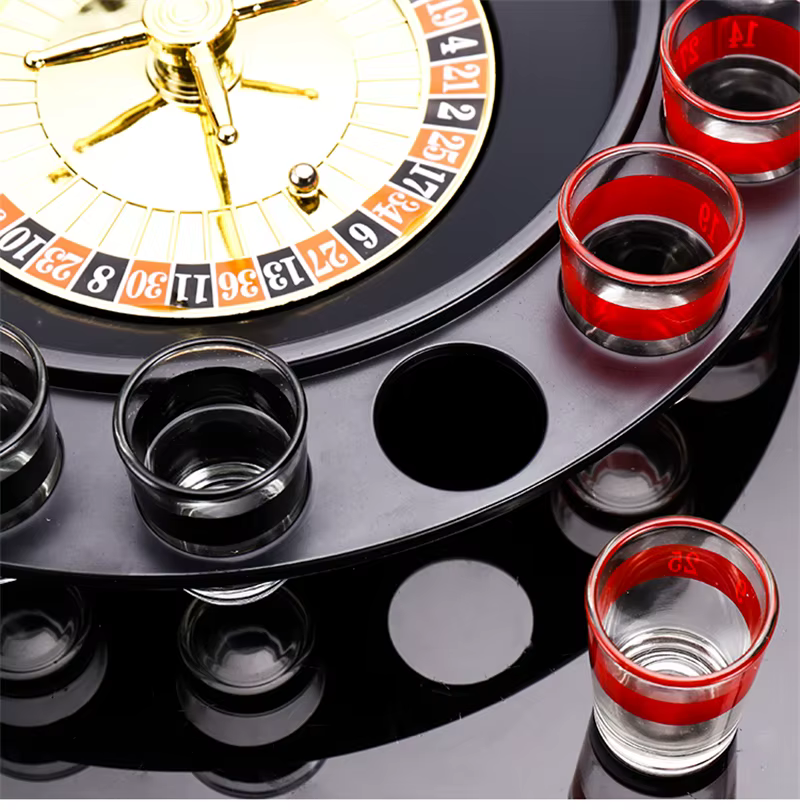 Ensemble de roulette à boire avec 16 gobelets, accessoires de fête, accessoires de bar, noir, blanc, russe, accessoires pour boire