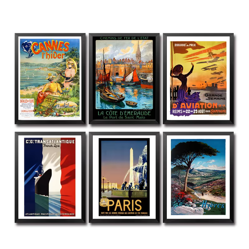 France Cannes Malo Belle Fille Guyon Agay Paris Naval Vintage Poster de Voyage