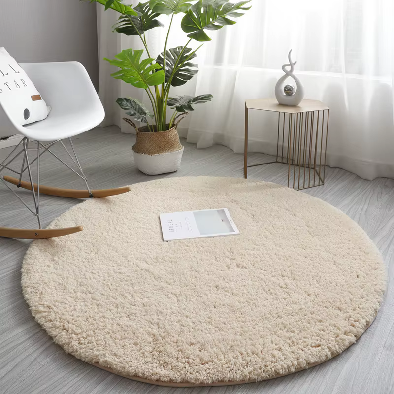 Tapis rond moelleux nordique pour chambre à coucher