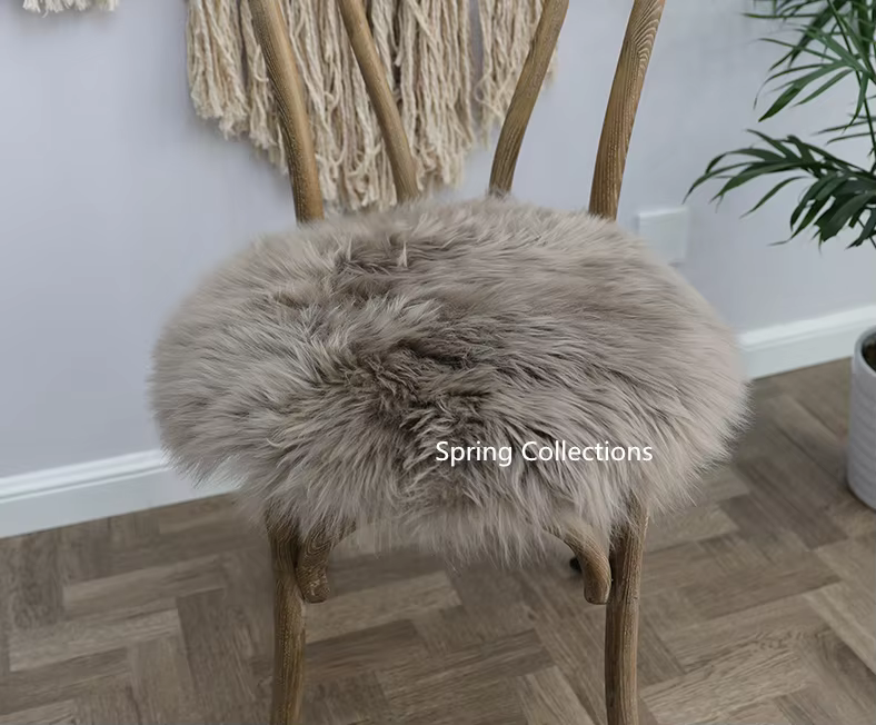 Tapis de sol en laine de mouton Pure 100%, 35/40/45CM, coussin de siège rond, doux et poilu