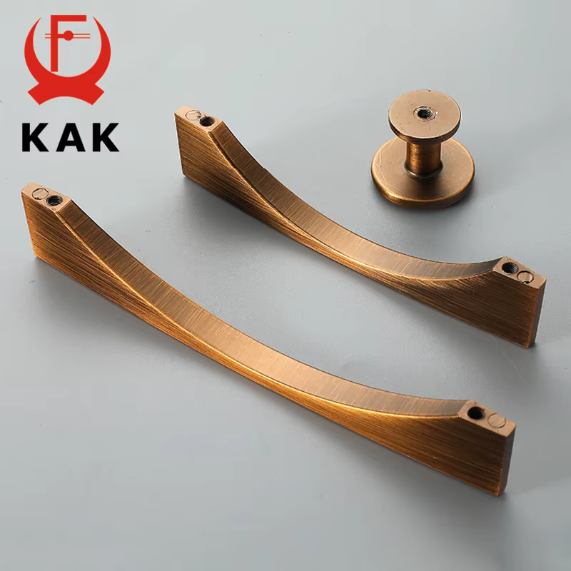 KAK-Poignée de meuble en bronze jaune, style vintage européen, boutons de cuisine, quincaillerie de porte