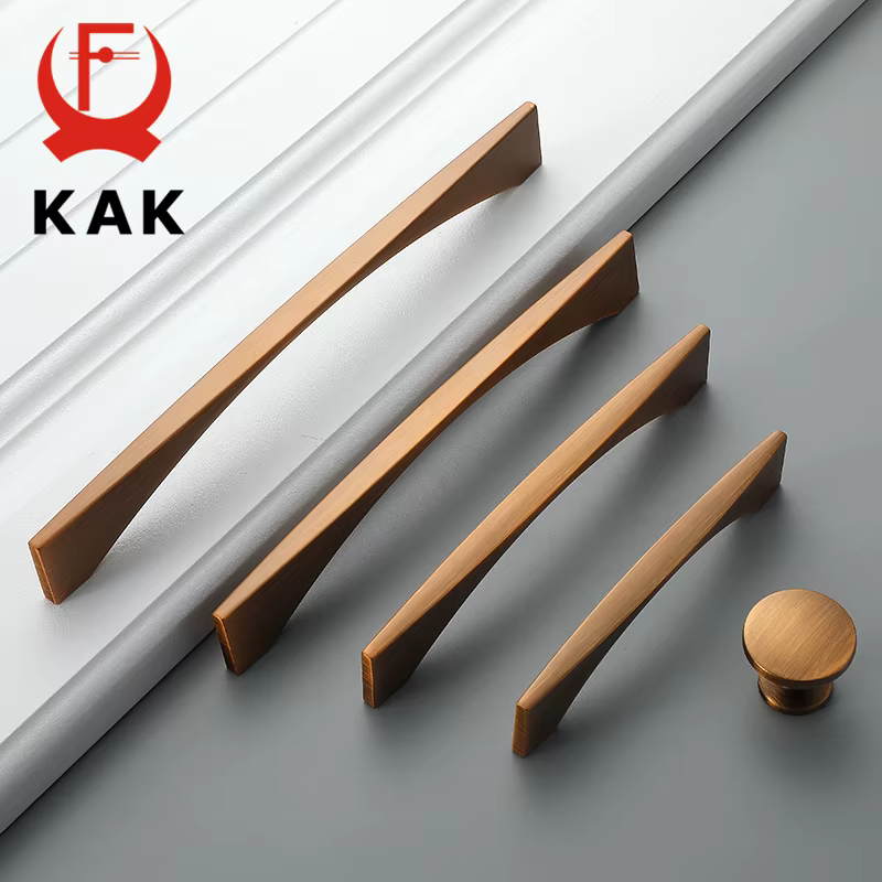 KAK-Poignée de meuble en bronze jaune, style vintage européen, boutons de cuisine, quincaillerie de porte