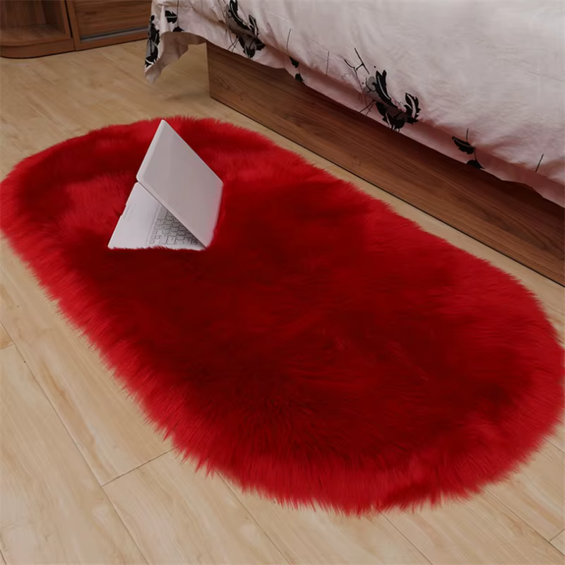 Couverture rouge fausse fourrure Imitation laine tapis sol couleur Pure
