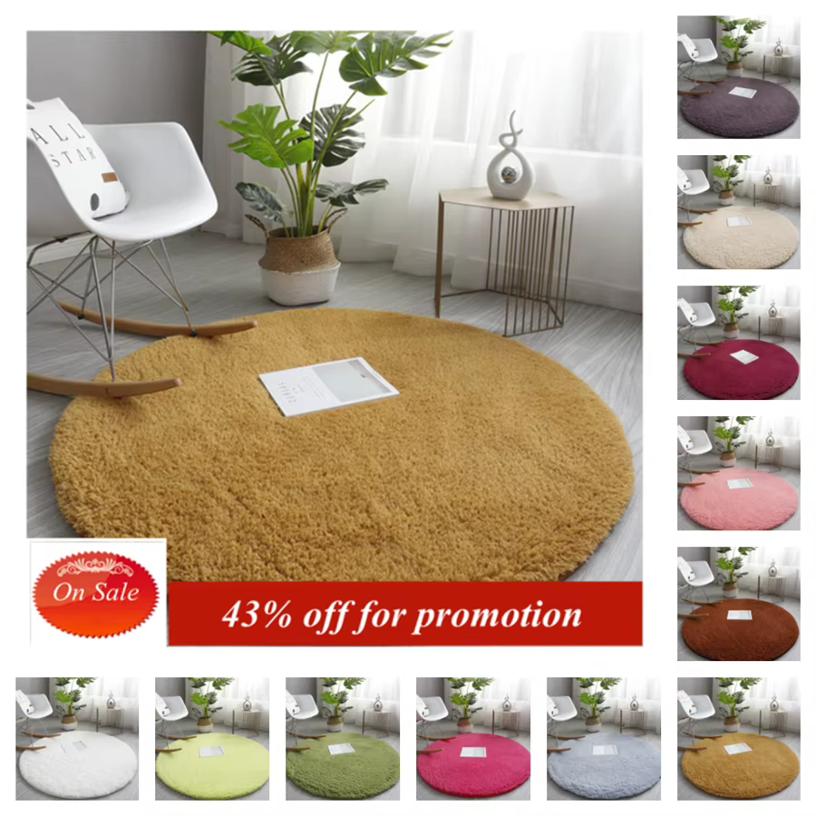 Tapis rond moelleux nordique pour chambre à coucher