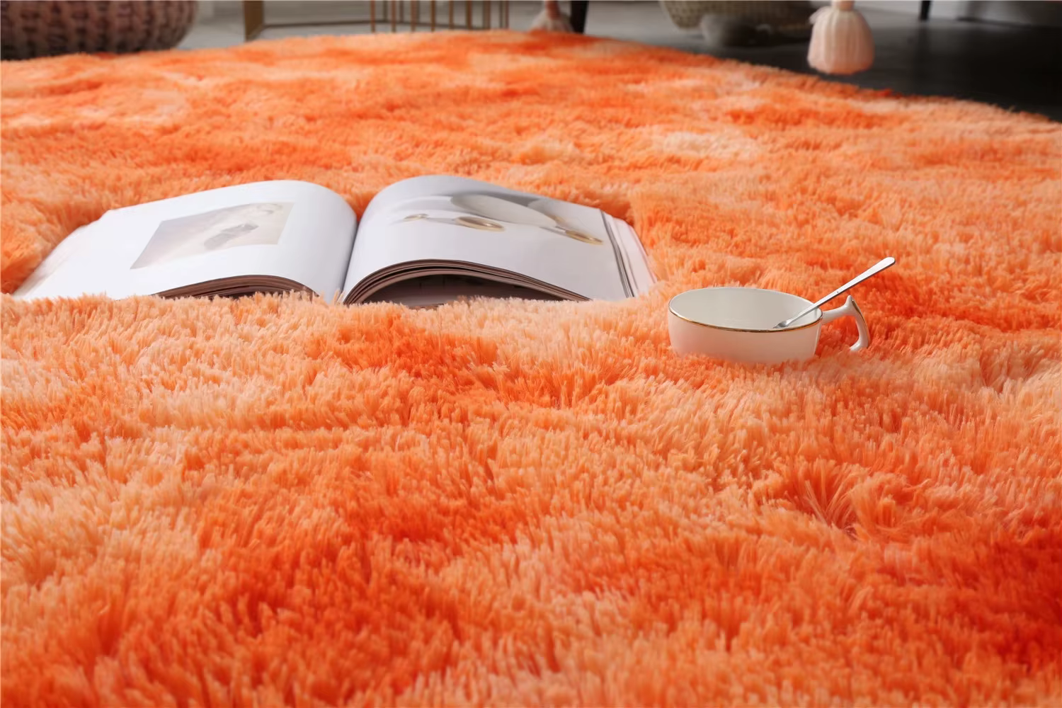 Tapis de zone Orange doux et moelleux